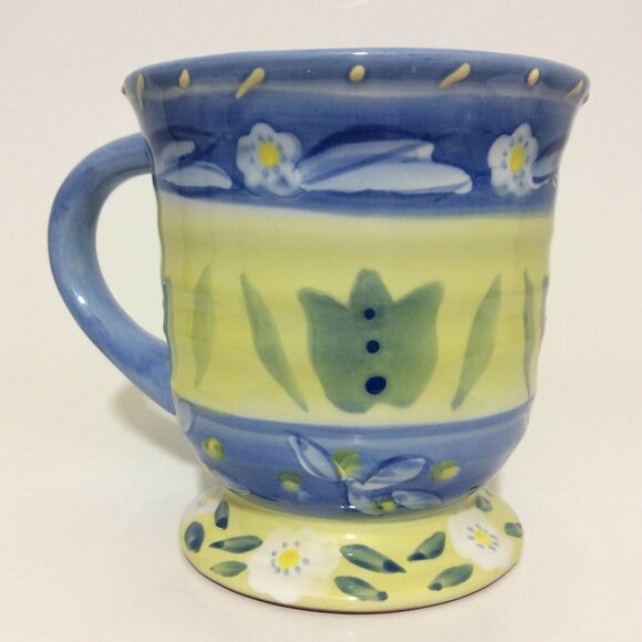 LES Fleurs Coffee Mug Cup Oversized Hand Painted - Picture 3 of 8